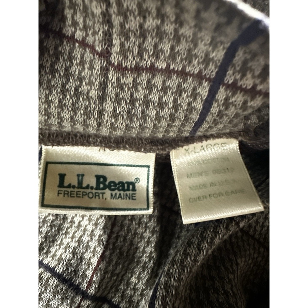 VTG L.L.Bean Mock Neck Windowpane Houndstooth Shirt Mens XL Beige USA Made - Picture 15 of 16